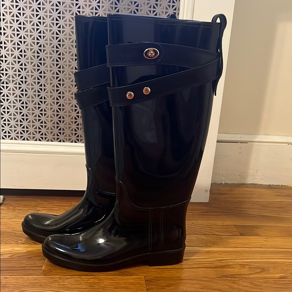 Coach Black Tall Rubber “Talia Rain boots”